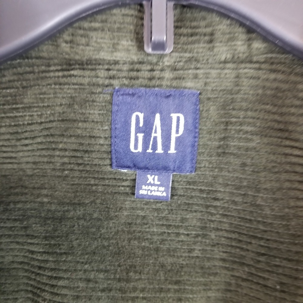 Gap Mens Corduroy Button Down Shirt XL Forest Green Wide Wale Cotton Shacket - Picture 3 of 7